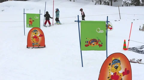 Ski school for kids Stock Footage 35501444
