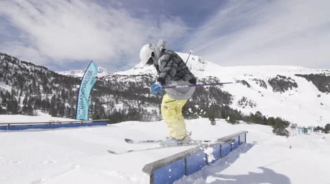 SKI SEVERAL SLIDE FOLLOW.MTS Stock Footage 32301630