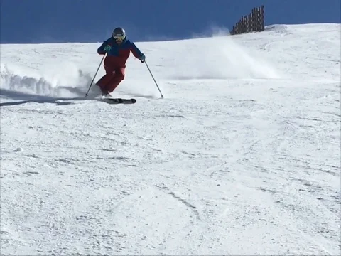 Ski Short Turns (4:3) Stock Footage 124691158