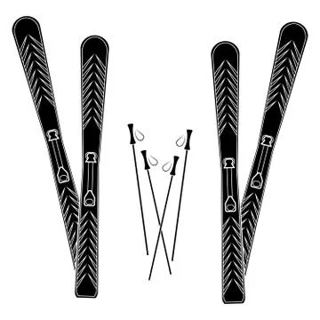 Ski silhouette on white background Stock Illustration