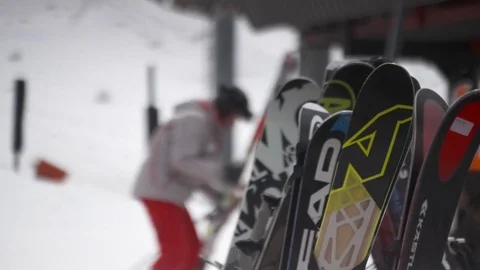 Ski at ski resort Stock Footage 84506865