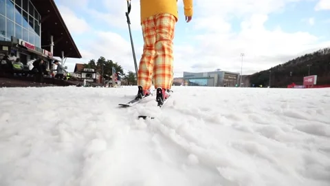 To ski at a ski resort Stock Footage 147441963