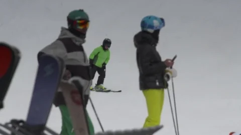 Ski skiing on snowy landscape Stock Footage 84506969