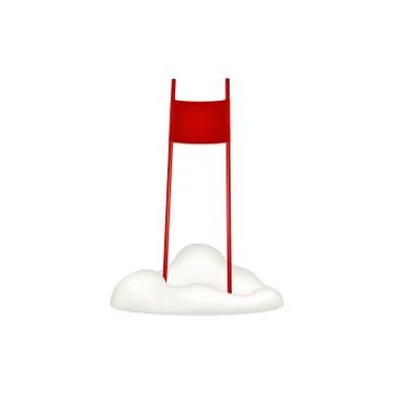 Ski slalom gate in red design standing in snow Stock Illustration