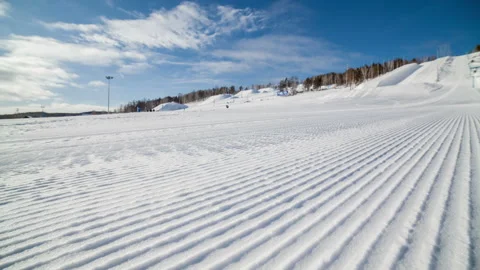 Ski slope after ratrak, motion time lapse Stock Footage 87024345
