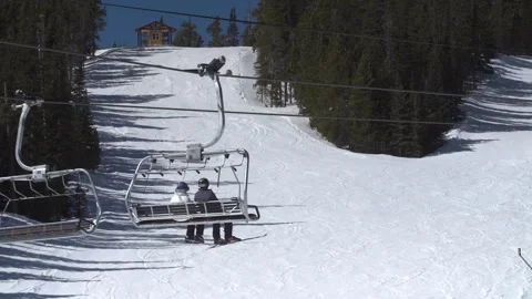 Ski slope and chairlfit at Eldora Ski Resort - Static Shot Vidéo 243532337