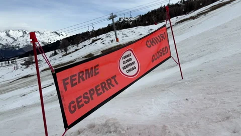 Ski Slope Closed sign Stock Footage 233970693