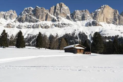Ski slope in the dolomites Stock Photos