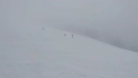 Ski slope in the fog Stock Footage 229794647