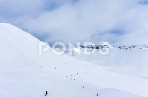 Ski Slope at Lake Louise in the Canadian Rockies of Alberta Stock Photos