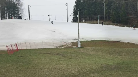 Ski slope with melting snow Stock-Footage 69938008