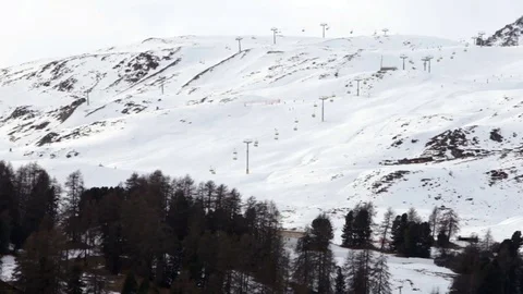 Ski slope in the mountains of St Moritz in Switzerland Stock Footage 70975700