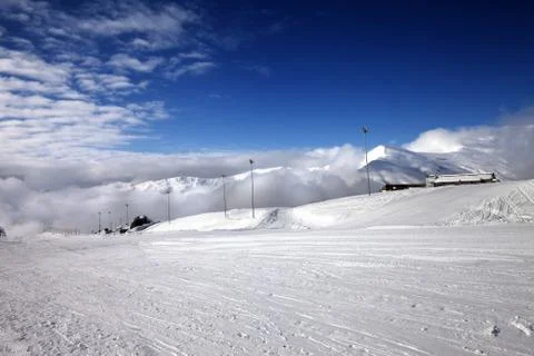 Ski slope at nice day Stock Photos