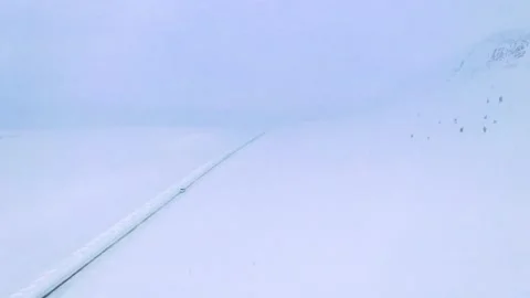 Ski slope panoramic view. Winter Norway, mountains. Evening aerial photograph Stock Footage 136362577