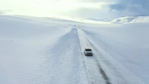Ski slope panoramic view. Winter Norway, mountains. Evening aerial photograph Stock Footage 136362756