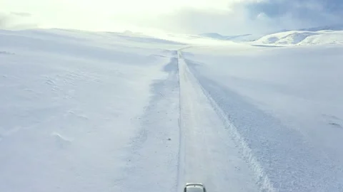 Ski slope panoramic view. Winter Norway, mountains. Evening aerial photograph Stock Footage 136362776