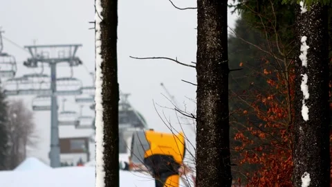 A ski slope in winter background 4k 25fps video Stock-Footage 321906095