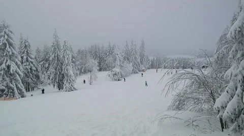 Ski-slope in winter with snow Stock Footage 46482509