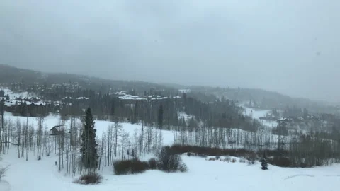 Ski Slope winter white sky trees overcast snow Stock Footage 156939042
