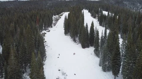Ski slopes aerial Stock Footage 146102749