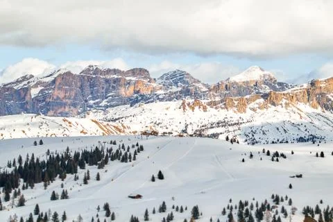 Ski slopes in the Dolomites. Foto stock