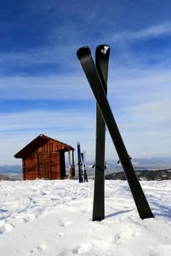 Ski in snow Stock Photos