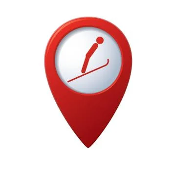 Ski springboard icon red map pointer Stock Illustration