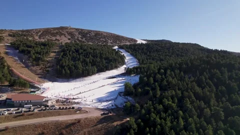 Ski station during spring low season in a sunny day. Stock Footage 169443922