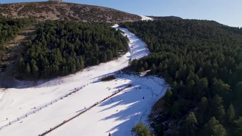 Ski station during spring low season in a sunny day. Stock Footage 169444128
