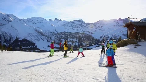 Ski Station on mount over Engelberg on the Swiss alps. Vídeos de archivo 46253324