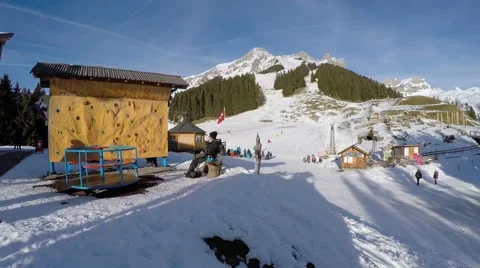 Ski Station on mount over Engelberg on the Swiss alps. Stock-Footage 66416527