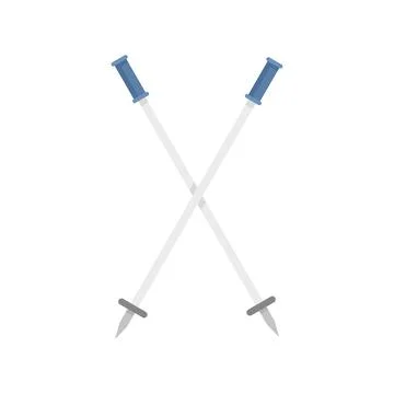 Ski sticks icon flat isolated Stock Illustration