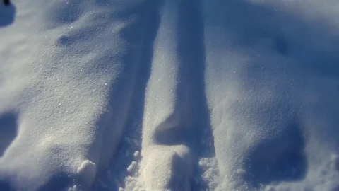 Ski stripes on snowdrifts Stock Footage 70692260