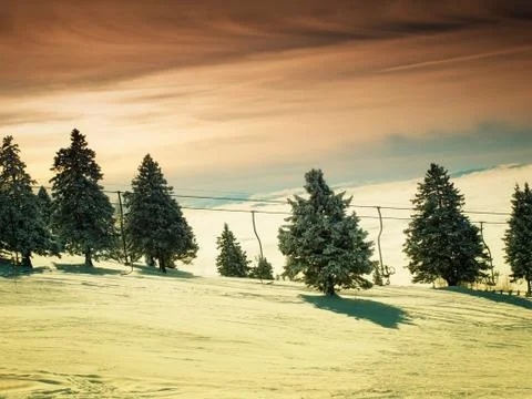 Ski sunset Stock Photos