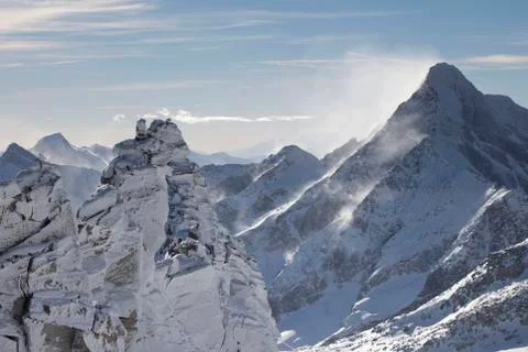 Ski theme, wintertime. Stock Photos