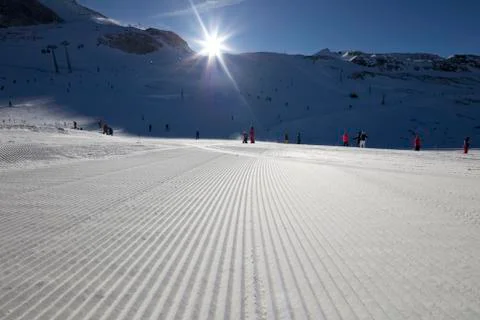 Ski theme, wintertime. Stock Photos