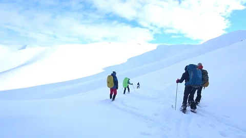 Ski tour in the mountains Stock Footage 84512134