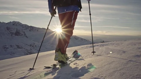 Ski Touring in the Alps Stock Footage 144825521