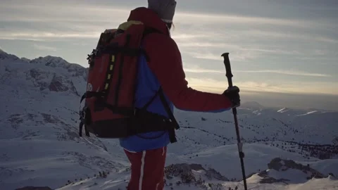 Ski Touring in the Alps Stock Footage 144825554