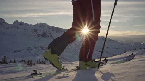 Ski Touring in the Alps Stock Footage 144825563