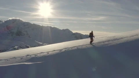 Ski Touring in the Alps Stock Footage 144827979