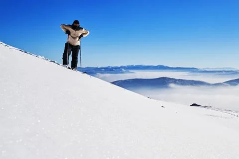 Ski touring man Stock Photos
