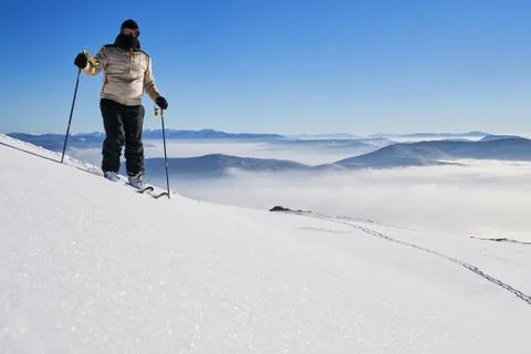 Ski touring man Stock Photos