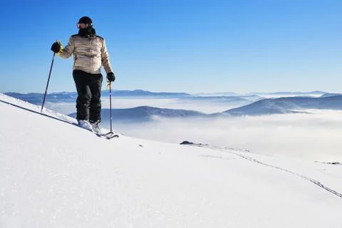Ski touring man Stock Photos
