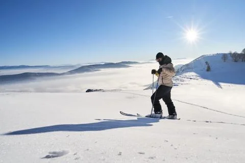 Ski touring man Stock Photos