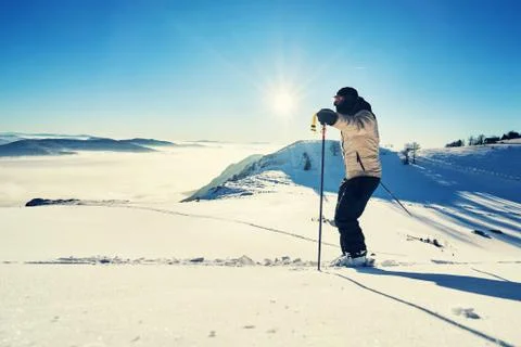 Ski touring man Stock Photos