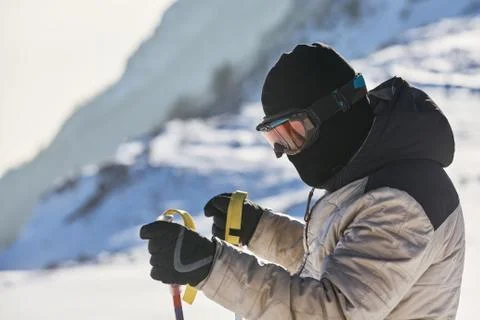 Ski touring man Stock Photos