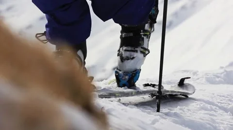 Ski touring on mountain peak Video stock 49004500