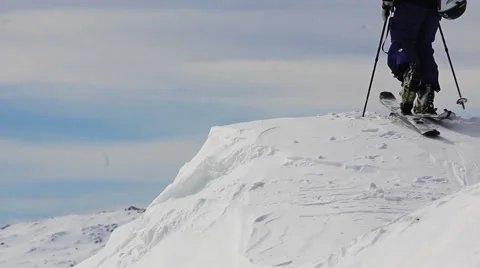 Ski touring on mountain peak Video stock 49004824