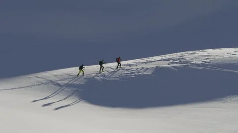 Ski touring in stunning mountain range Stock Footage 270227977